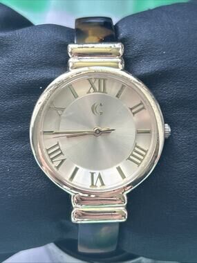 Charming Charlie Gold Tone Faux Tortoise Shell Band Cuff Watch